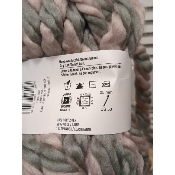 Loops & Threads Chunky Twist Pink Grey 4 skeins color 1903 Lot 202106 1000 Grams - Picture 9 of 9